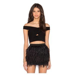 Mason BY Michelle Mason Black Cross Strap Crop Top